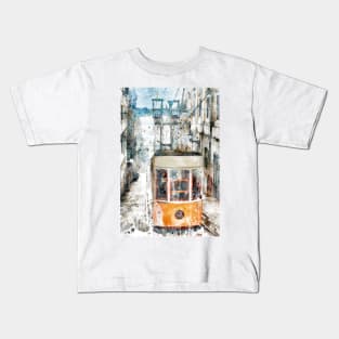 Lisbon Yellow Tram Kids T-Shirt